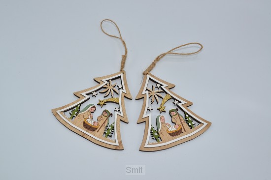 Wooden nativity hanger coloured 13,5cm