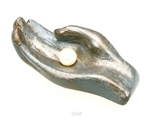 Beeld 709e parel in hand 10cm blauw