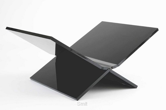 Boekenstandaard perspex middel design mat zwart