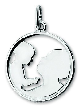 Silver pendant mother and child