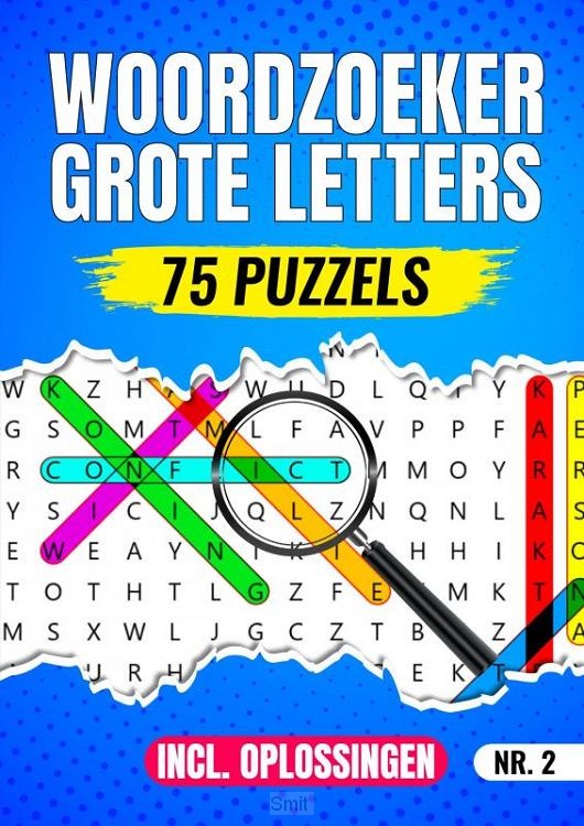 Woordzoeker Grote Letters, 75 Puzzels Incl. Oplossingen - Nr. 2