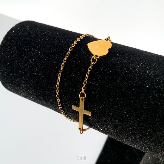 Armband hartje kruis goud