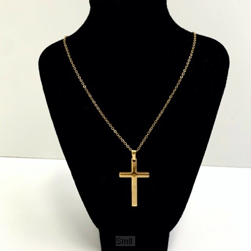 Ketting kruis 4cm goud