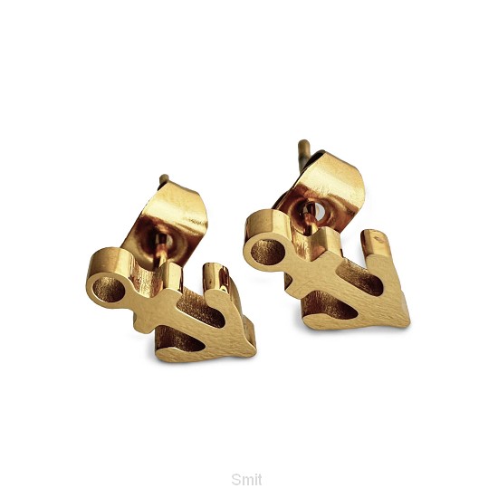 Oorbel knopje ankertje goud