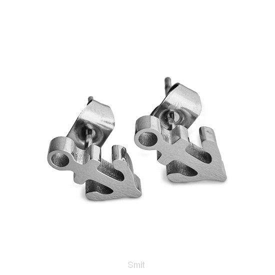 Oorbel knopje ankertje zilver