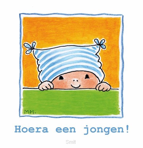 Dubbele kaart 12x12 hoera een jongen