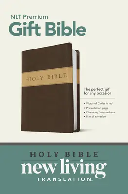 NLT gift bible leather like brown tan