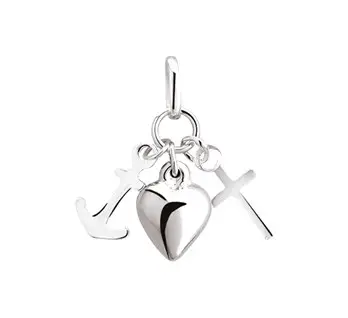Silver pendant faith hope love 25mm