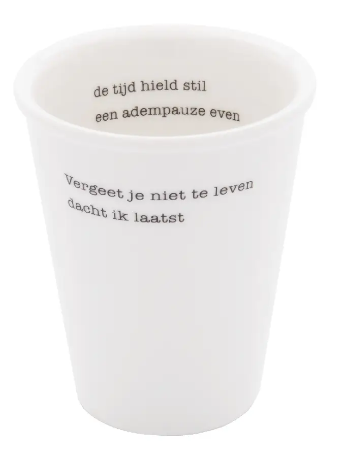 Porseleinen beker 'Vergeet je niet' set van 2