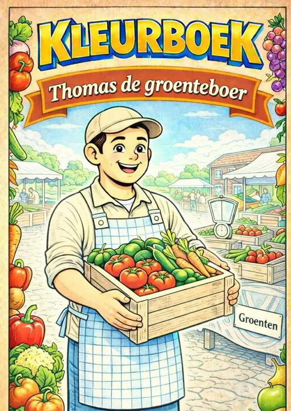 Kleurboek, Thomas de Groenteboer. (Beroepen serie)