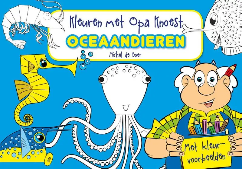 Kleuren met Opa Knoest - Oceaandieren - 5 ex.