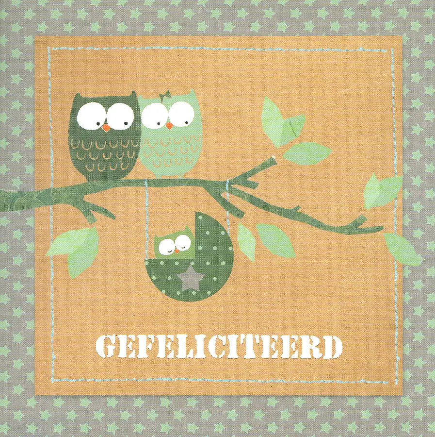 Wenskaart gefeliciteerd groene ster