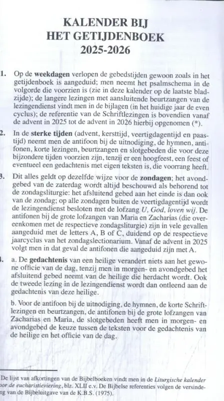 Kalender bij het getijdenboek