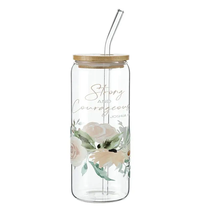 Glass/Bambu Bottle Strong and courageous