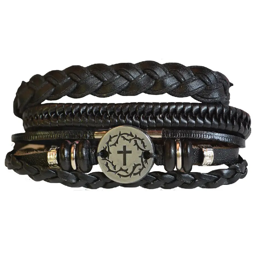3pc bracelet set Crown/Cross