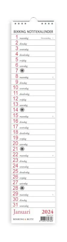 Bekking notitie kalender 2024