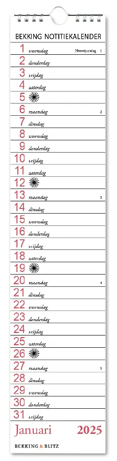 Bekking notitie kalender 2025