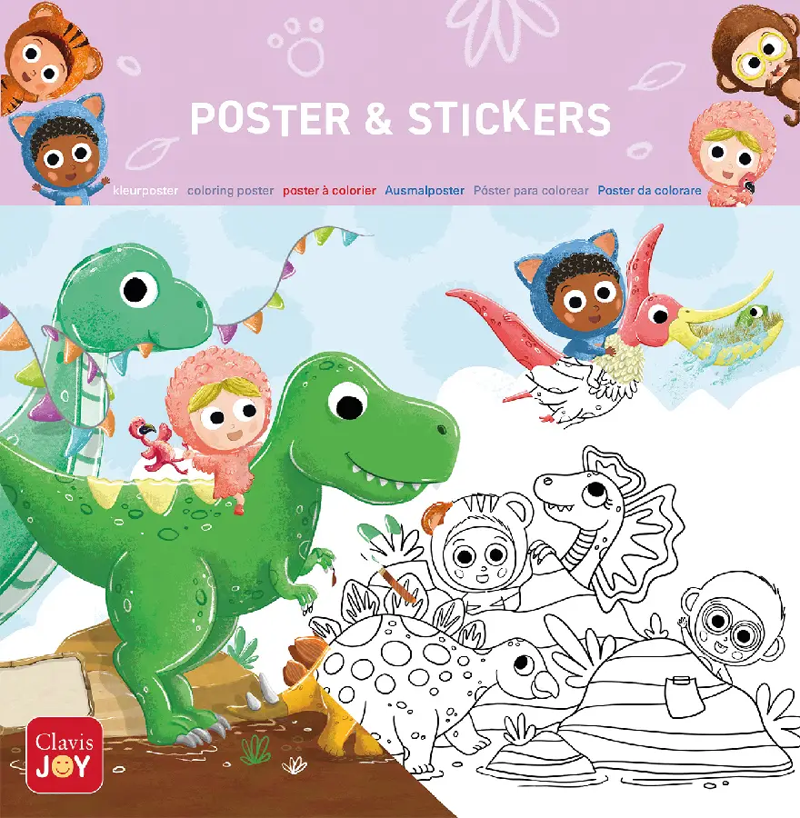 Kleurposter Beestenboel. Dinosaurus