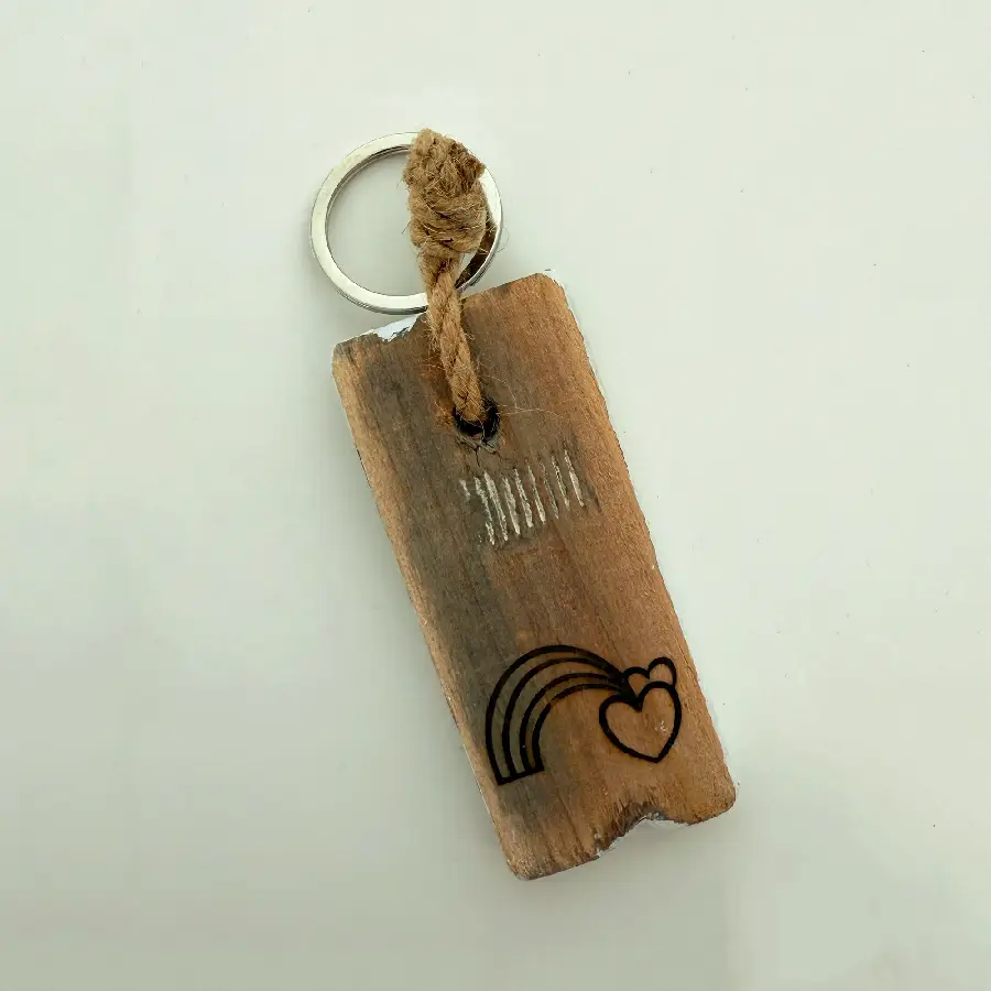 Houten Sleutelhanger Regenboog