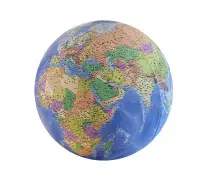 Opblaasbare globe / evenwichtsbal 3D cartogr. dia.75 cm