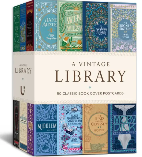 A Vintage Library: 50 Classic Book Cover Postcards
