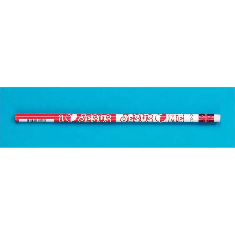 Pencil red/white I heart Jesus (set12)