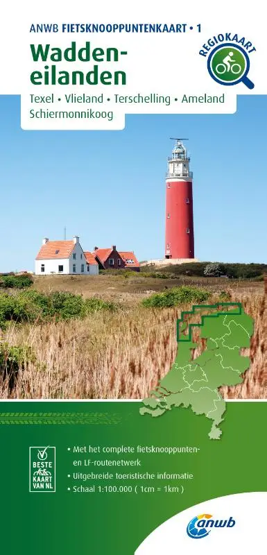 Fietsknooppuntenkaart Waddeneilanden 1:100.000