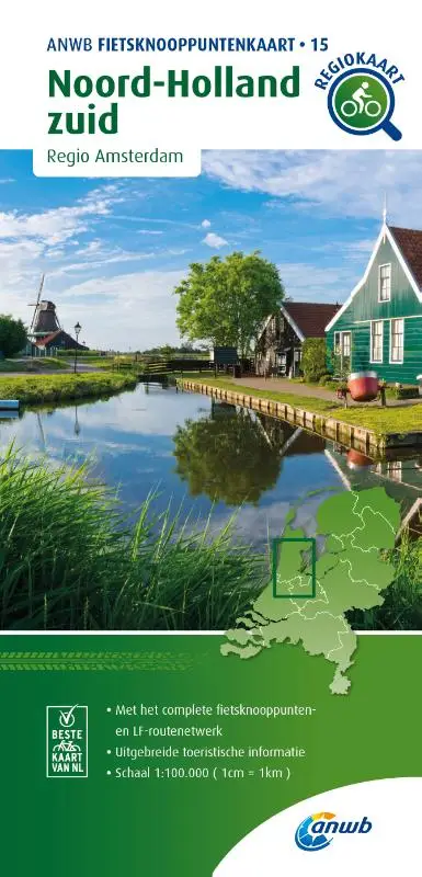 Fietsknooppuntenkaart Noord-Holland zuid 1:100.000