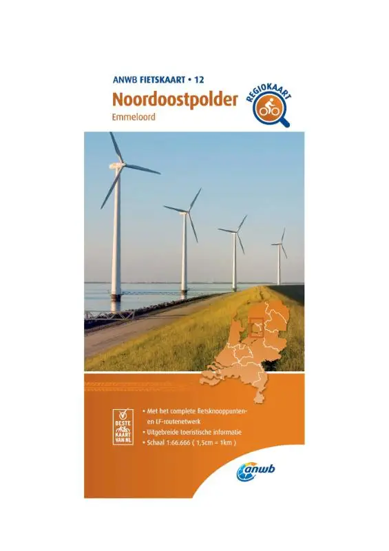 Fietskaart Noordoostpolder 1:66.666