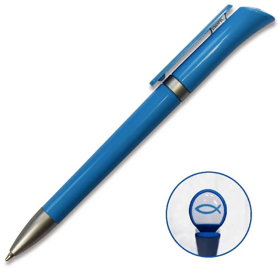 Pen met ichtus logo blauw