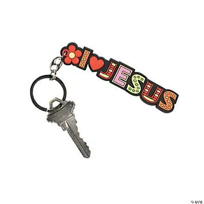 Rubber keychain I love Jesus set3