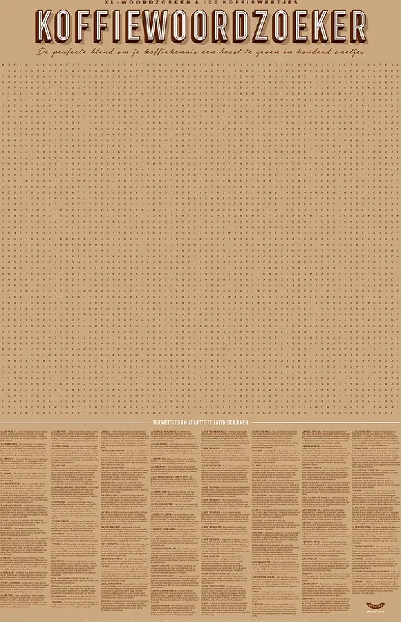 Stratier XL Spelposter - Koffiewoordzoeker - 100 weetjes