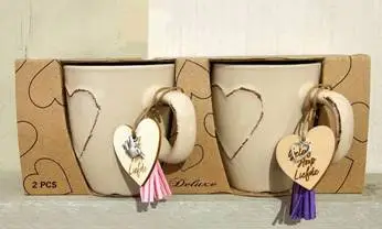 Mokken set (2) hart Creme Geloof Hoop Li
