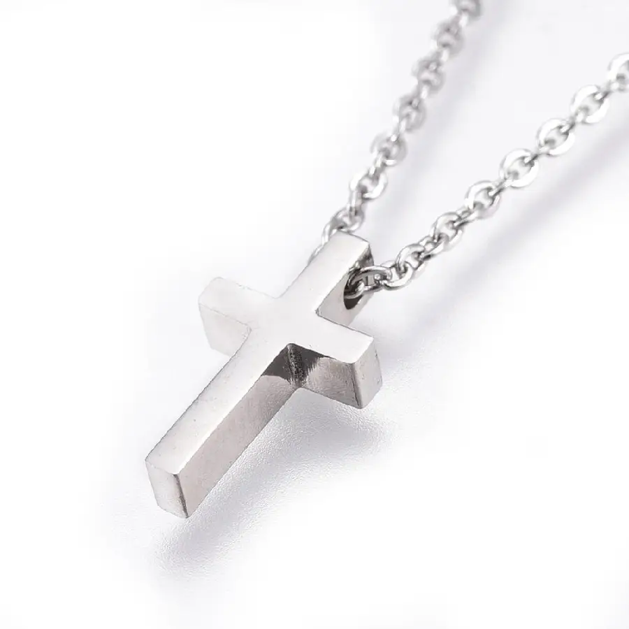 Ketting 46cm, Kruis, stainless steel