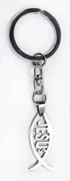 Sleutelhanger Jesus vis metaal 10cm